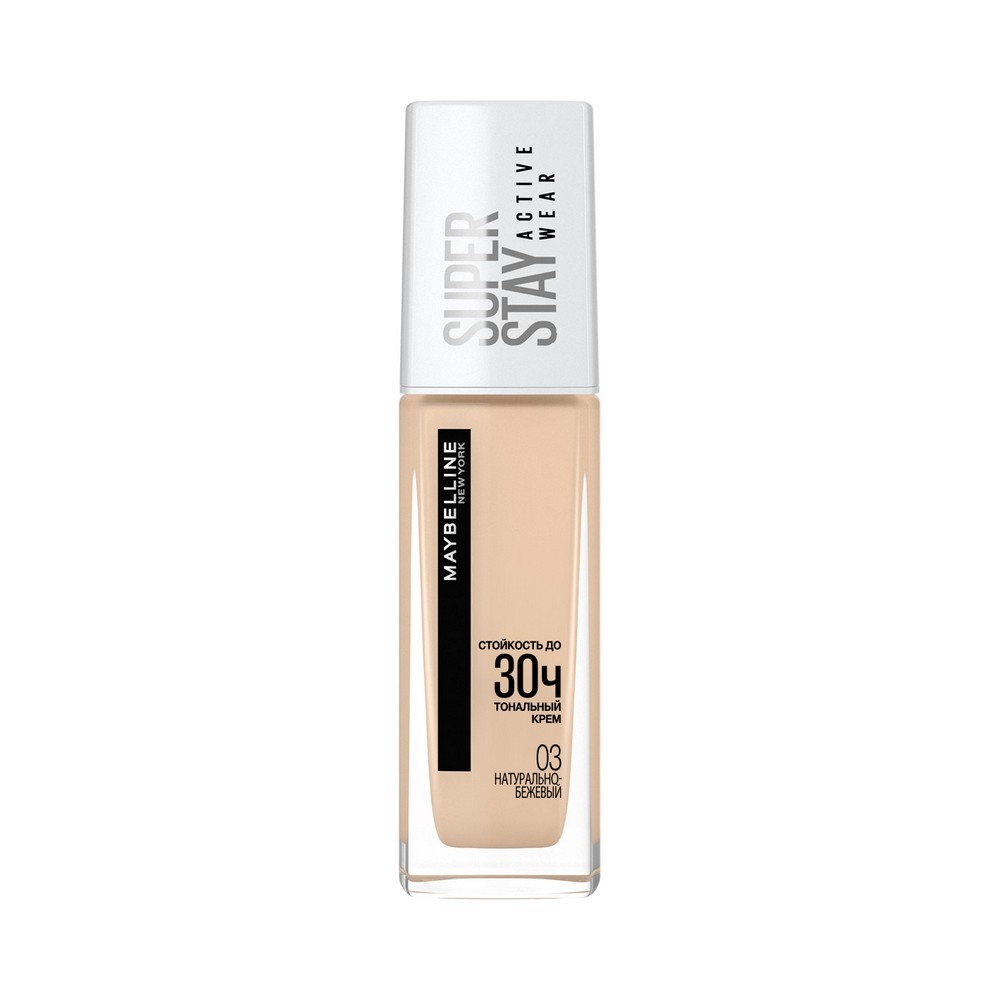 Тональный крем для лица Maybelline New York SuperStay Active Wear 03 Натурально-бежевый 30мл. Фото 1.