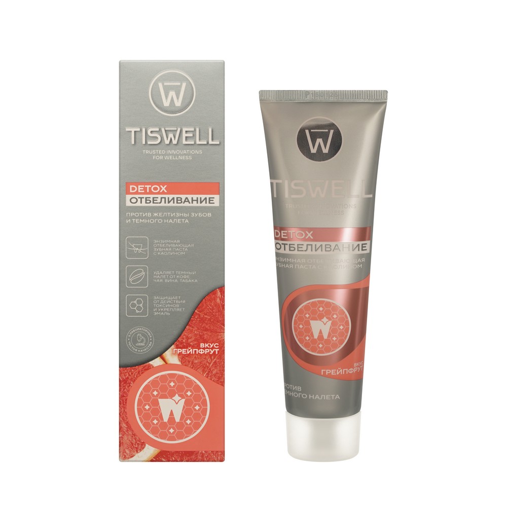 Зубная паста Tiswell Detox отбеливание со вкусом грейпфрута 110г. Фото 1.
