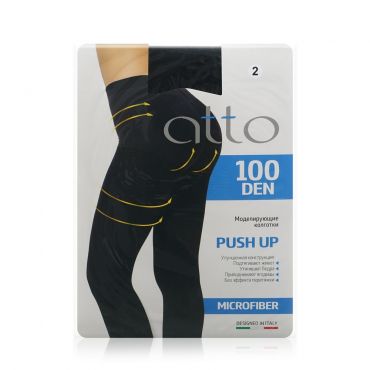 Женские колготки Atto Push Up из микрофибры 100den черные 2 размер.