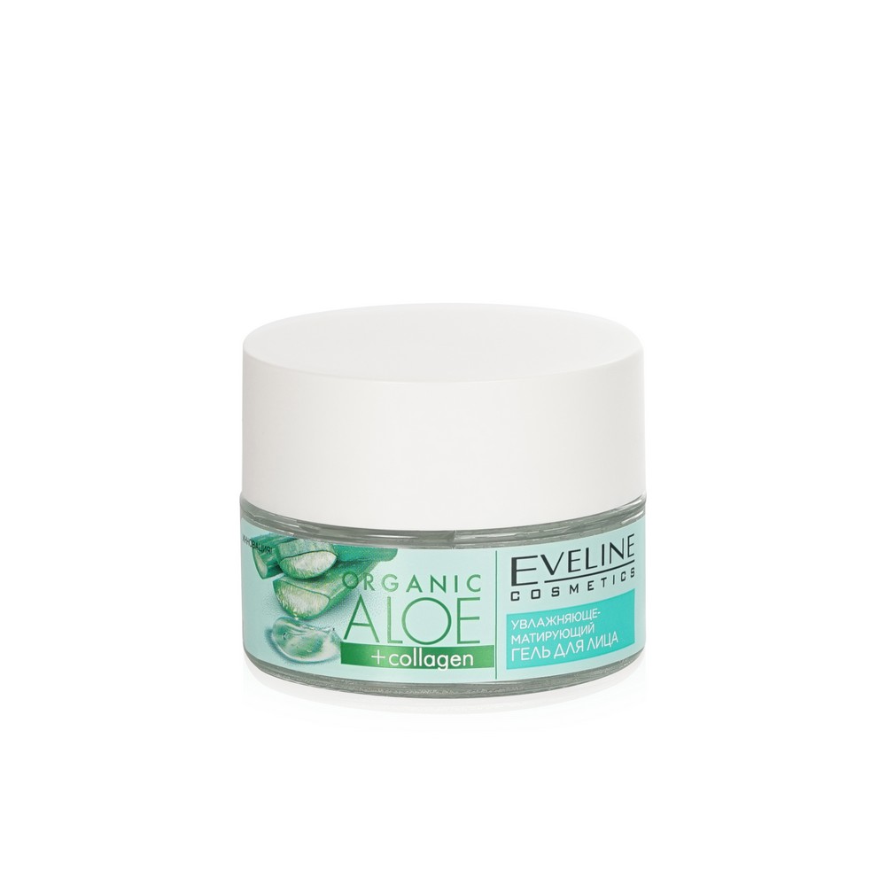 Увлажняюще - матирующий гель для лица Eveline Organic Aloe + collagen 50мл. Фото 2.