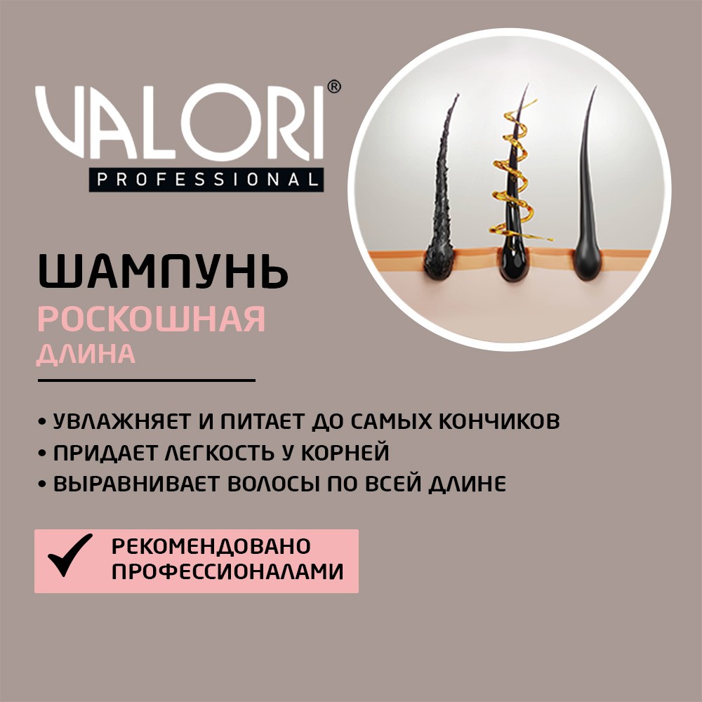 Шампунь для длинных волос Valori Professional " Deluxe & Long " 250мл Вид№5