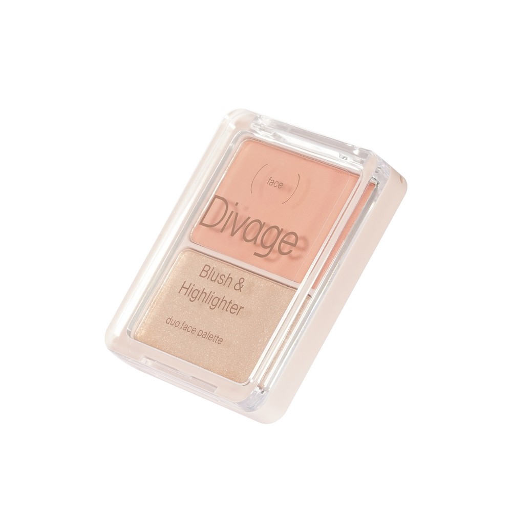 Палетка для лица Divage Blush & Highlighter Duo Face Palette 01 8г. Фото 2.