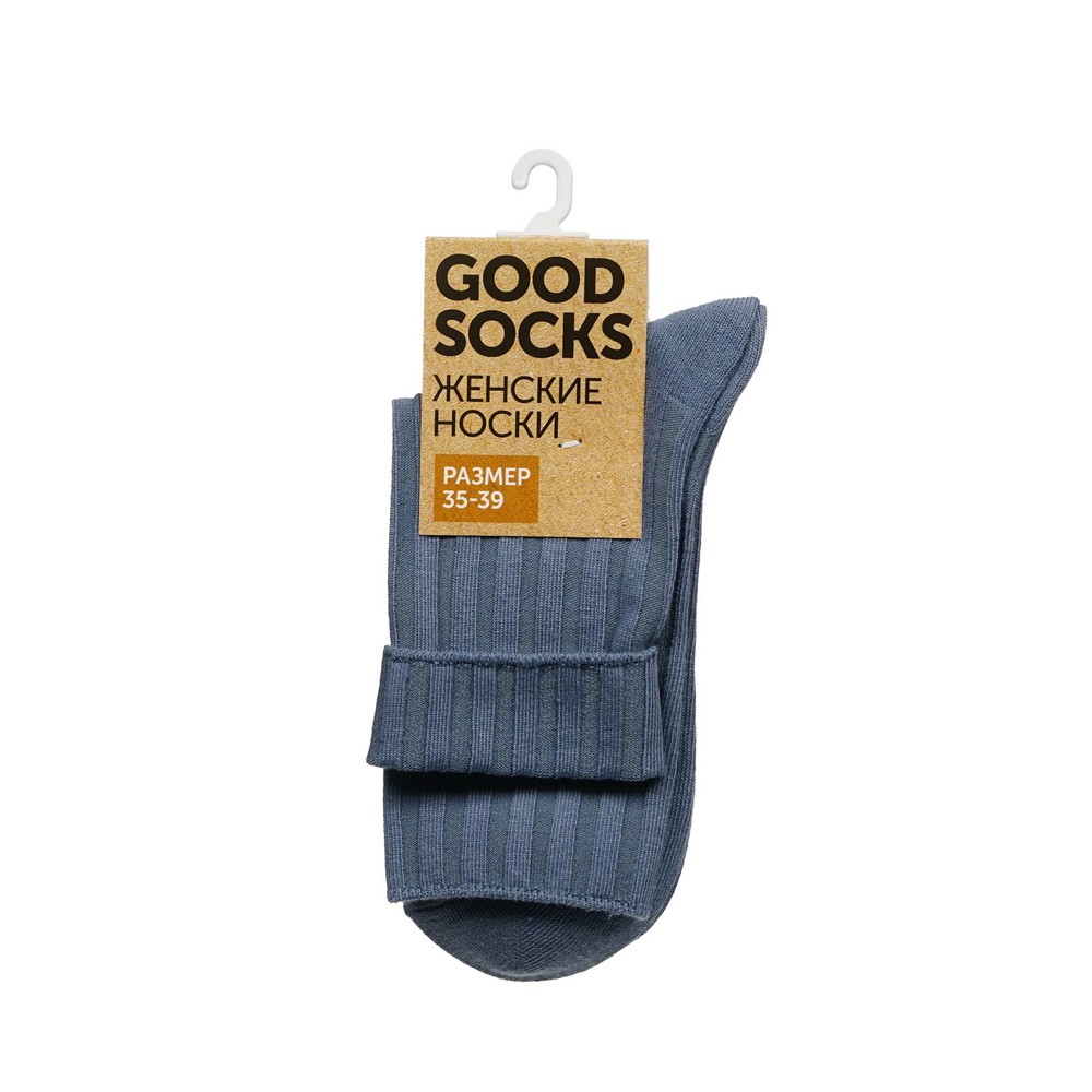 Женские однотонные носки Good Socks Лапша без резинки Синий р.35-39