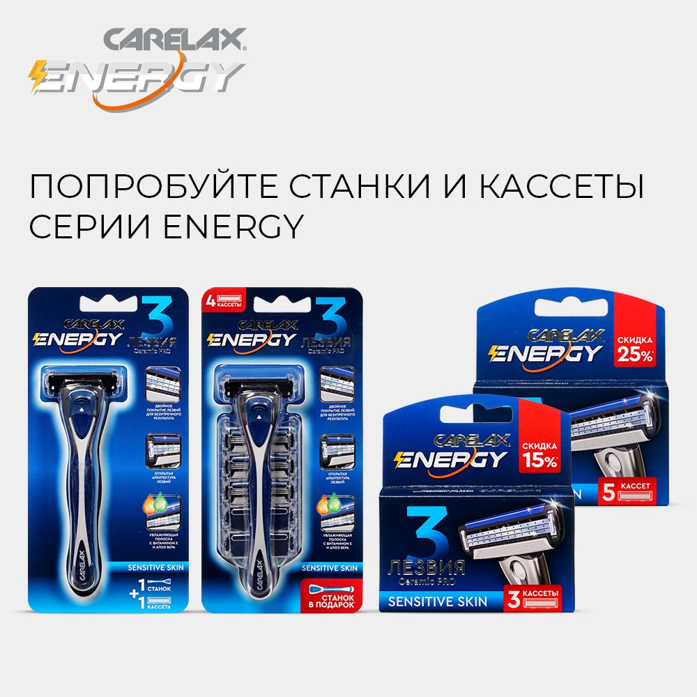 Станок для бритья Carelax Energy + 1 кассета 3 лезвия. Фото 11.