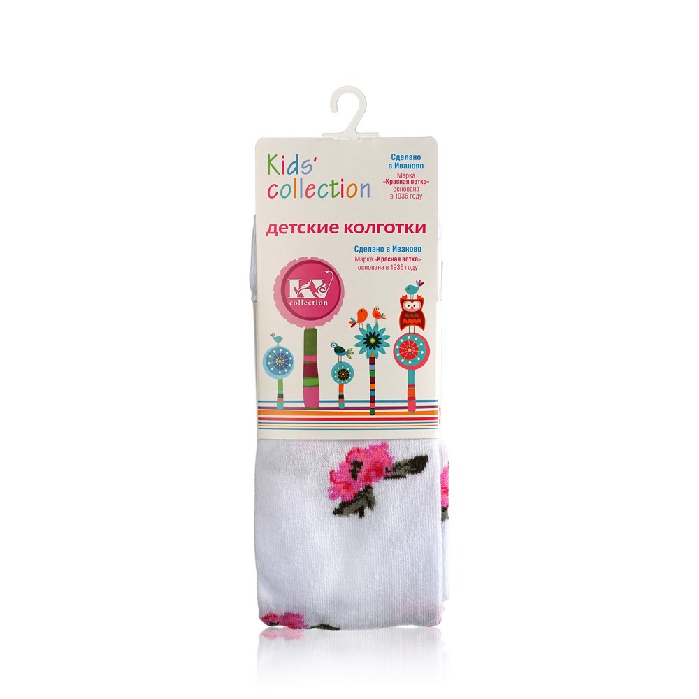 Детские колготки Красная ветка Kids Collection с-857 " Цветы " Белый р.104-110 (16). Фото 1.