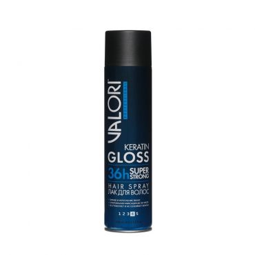 Лак для волос Valori Professional " Keratin Gloss " суперсильная фиксация (4) 400мл.