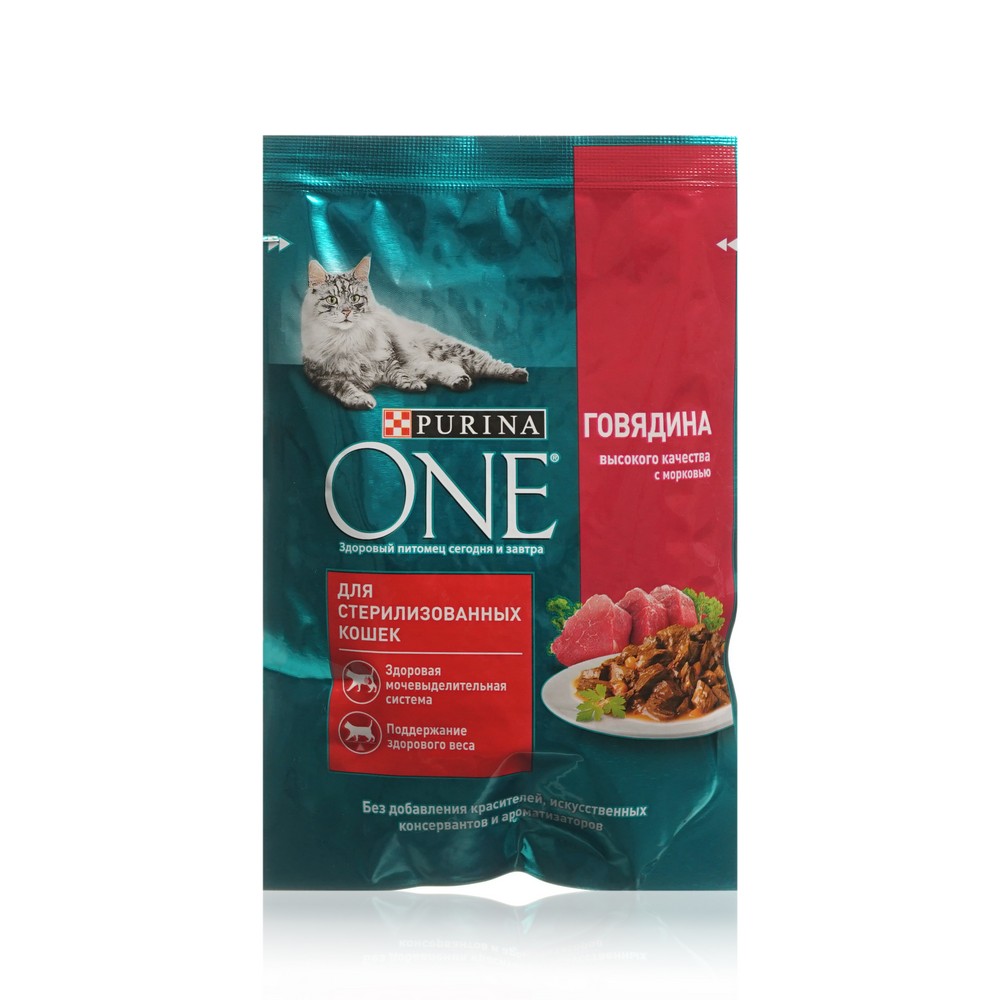 Влажный корм для стерилизованных кошек Purina One с говядиной и морковью 75г