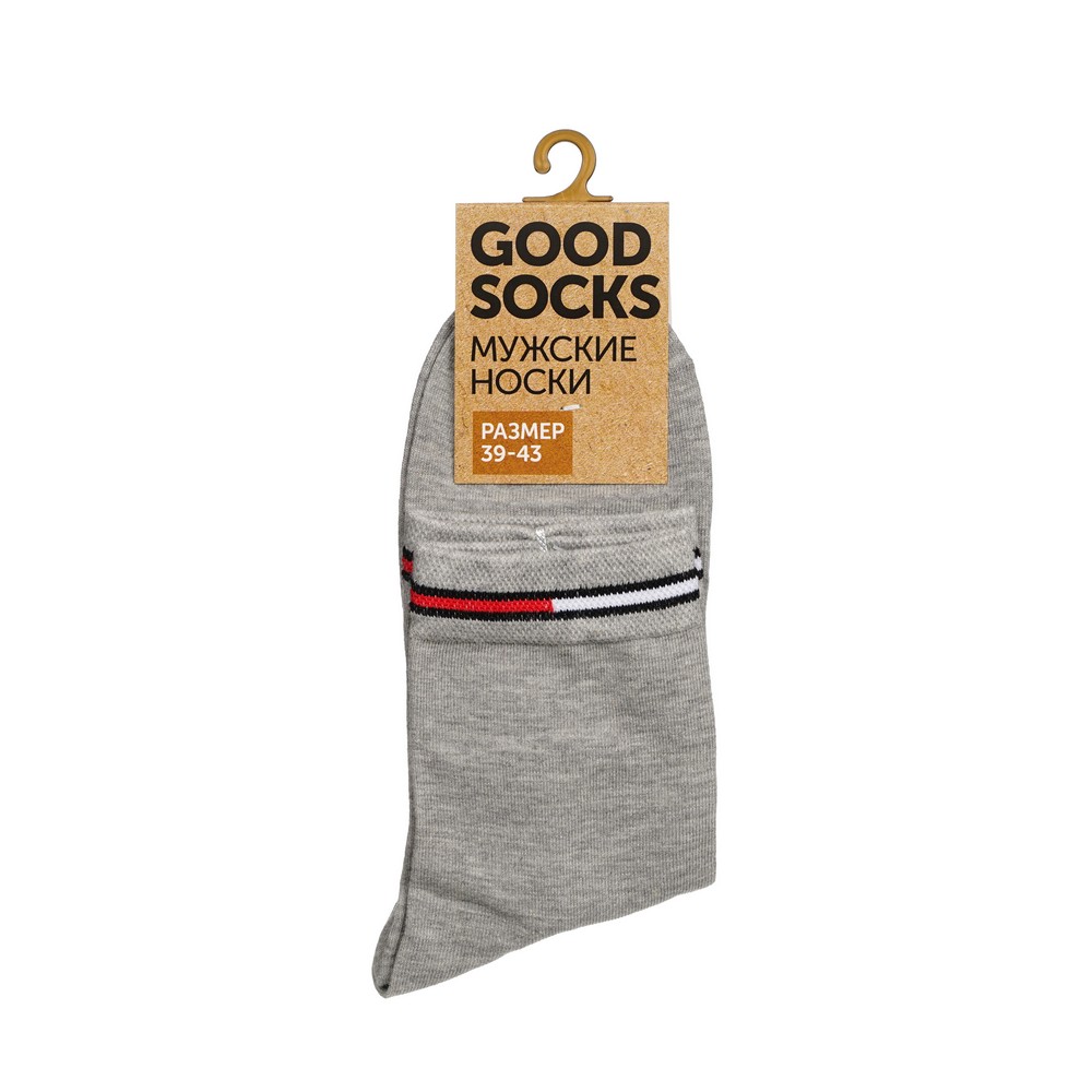 Мужские однотонные носки Good Socks Цветная полоска Серый р.39-43. Фото 1.