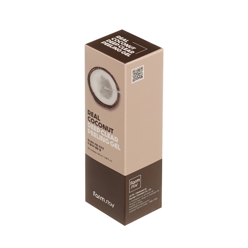 Отшелушивающий гель - скатка для лица с экстрактом кокоса FarmStay Real Coconut Deep Clear Peeling Gel 100мл. Фото 2.