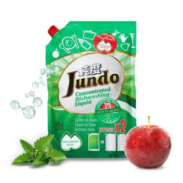 Гель для мытья посуды и детских принадлежностей Jundo " Green tea with mint " с гиалуроновой кислотой 800мл.