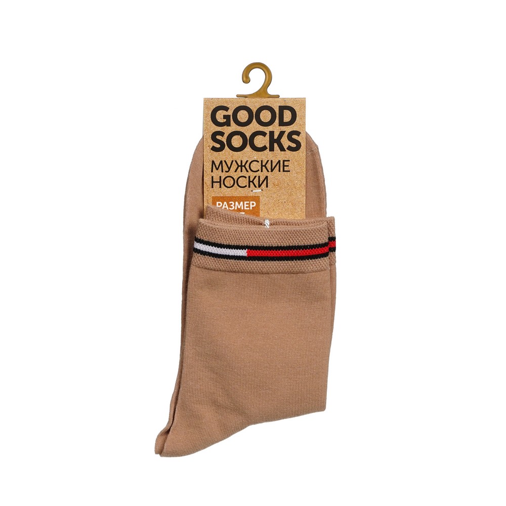 Мужские однотонные носки Good Socks Цветная полоска Бежевый р.39-43. Фото 1.