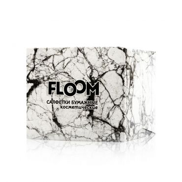 Косметические бумажные салфетки Floom Classic 2х-слойные в кубе Мрамор 50шт.