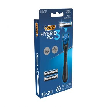 Мужской станок для бритья Bic Flex 3 Hybrid + 2 сменные кассеты.