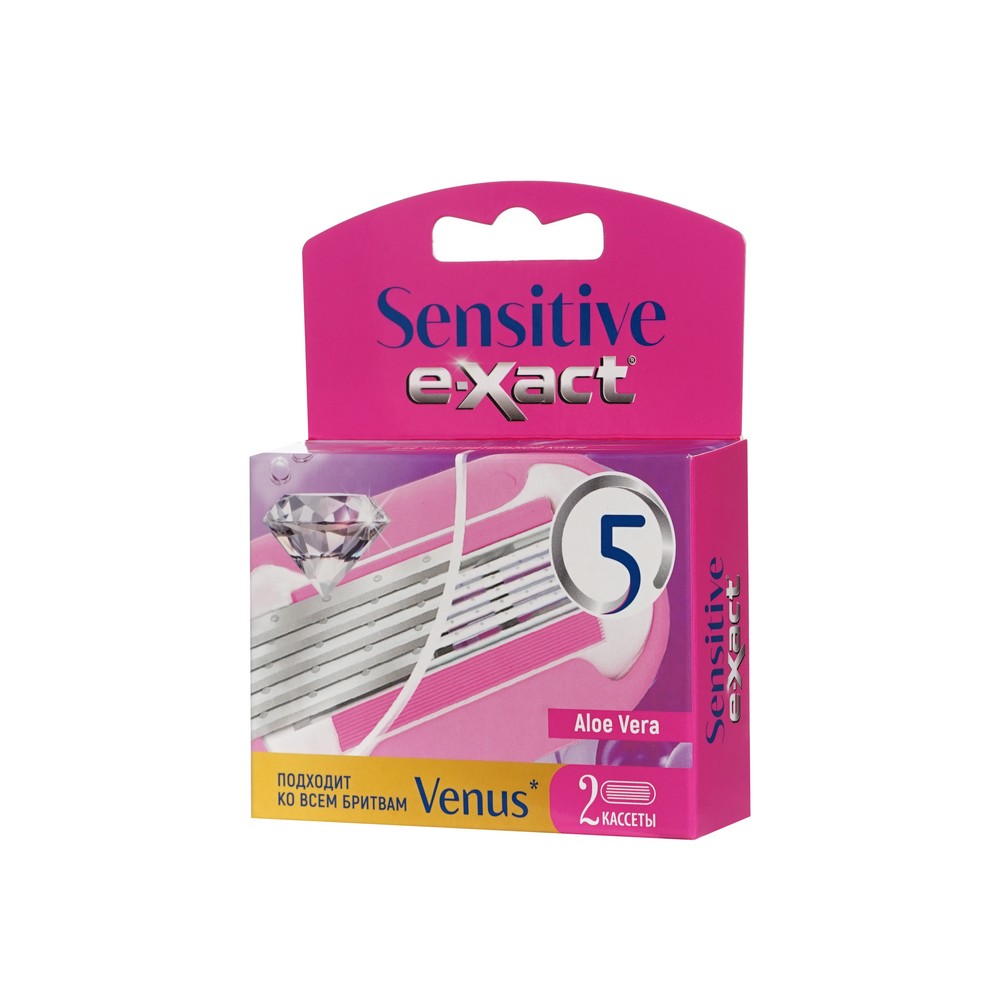 Женские кассеты для бритья E-Xact Sensitive 5 лезвий 2шт. Фото 2.