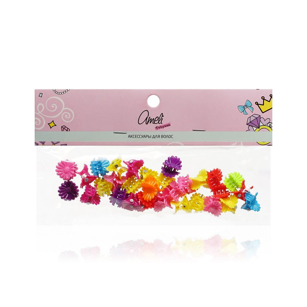 Набор аксессуаров Ameli заколки - краб для волос 30шт. Фото 1.