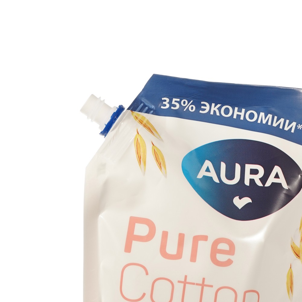 Жидкое крем - мыло для рук и тела Aura Pure Cotton Хлопок и овсяное молочко 850мл. Фото 3.