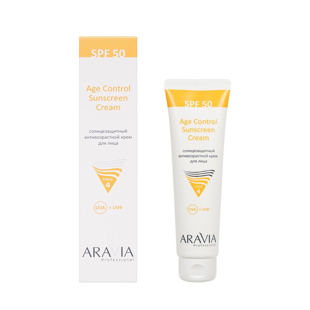 Солнцезащитный антивозрастной крем для лица Aravia Professional Age Control Sunscreen Cream SPF 50 100мл