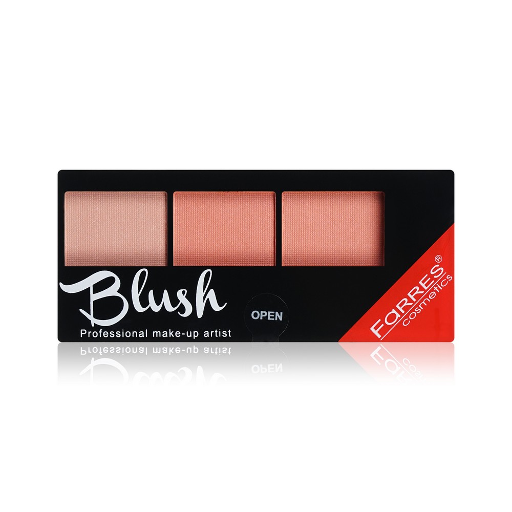 Румяна для лица Farres Blush 3 оттенка + кисть 04 Бежевый / Розовый 11г. Фото 1.