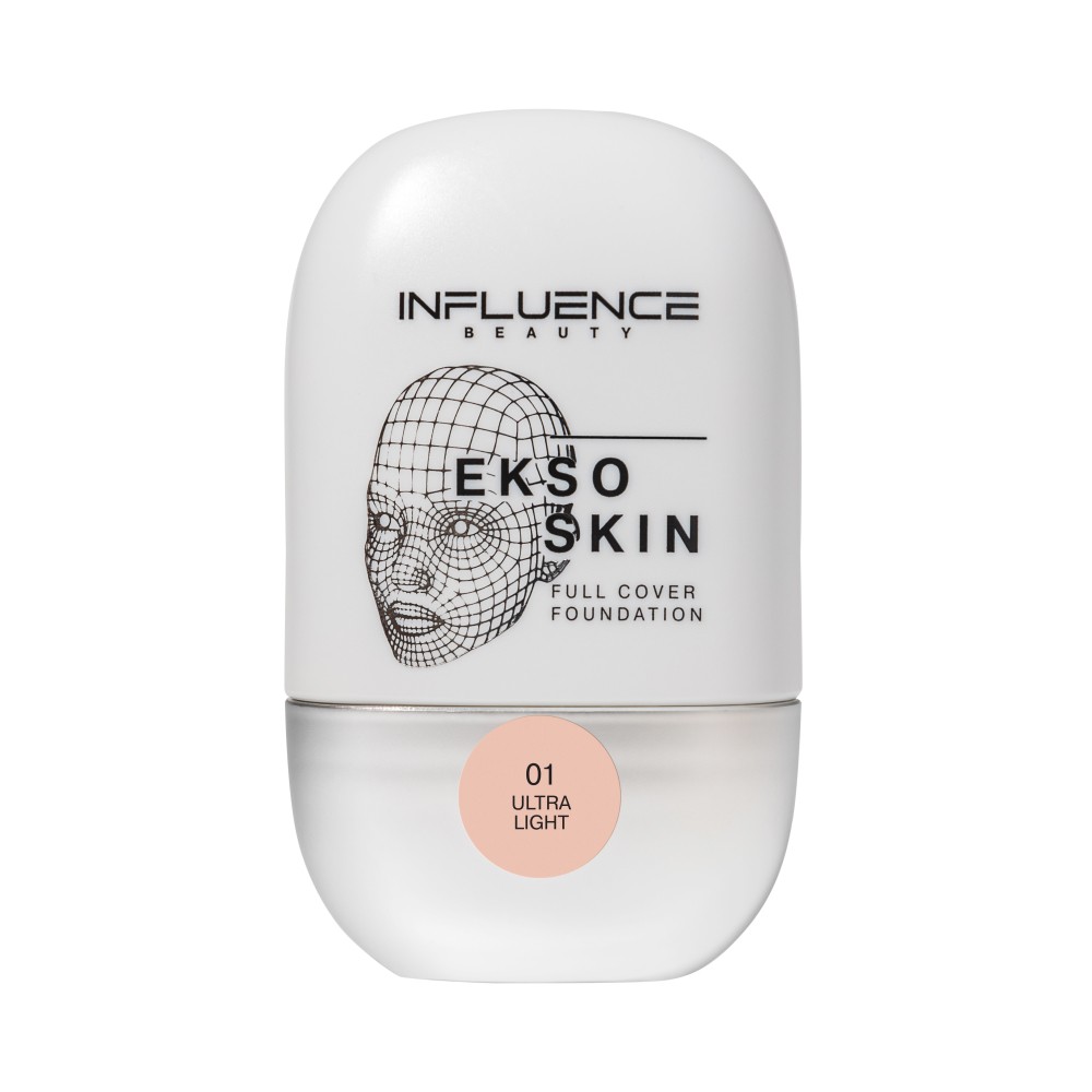 Тональная основа для лица с высокой степенью покрытия Influence Beauty Ekso Skin 01 25мл. Фото 1.