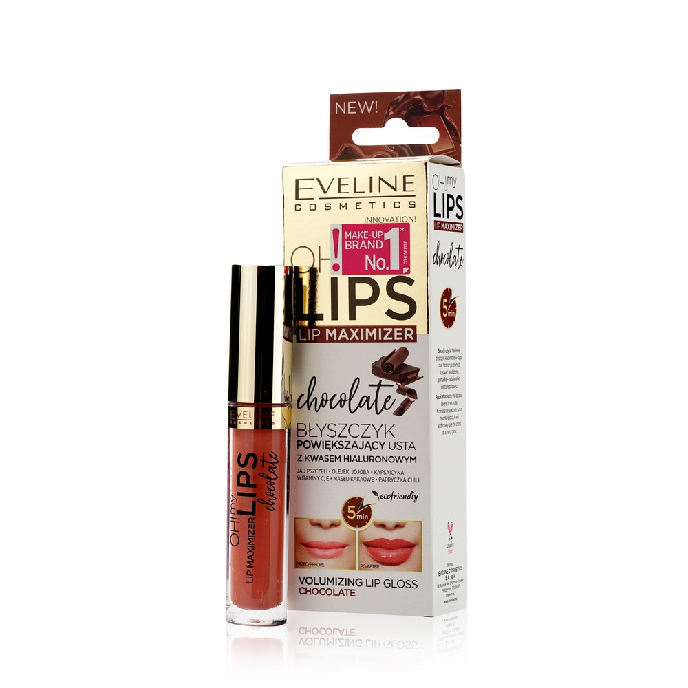 Блеск для увеличения объёма губ Eveline Oh! My Lips Maximizer Chocolate 4,5мл. Фото 1.