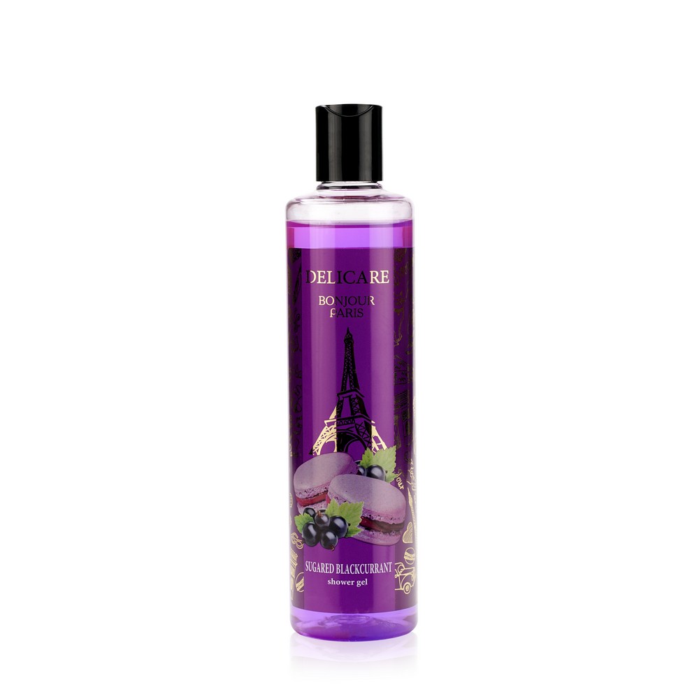 Женский подарочный набор Delicare ( гель для душа Bonjour Paris " Sugared Blackcurrant " 300мл + крем для рук " питательный " 75мл ). Фото 6.