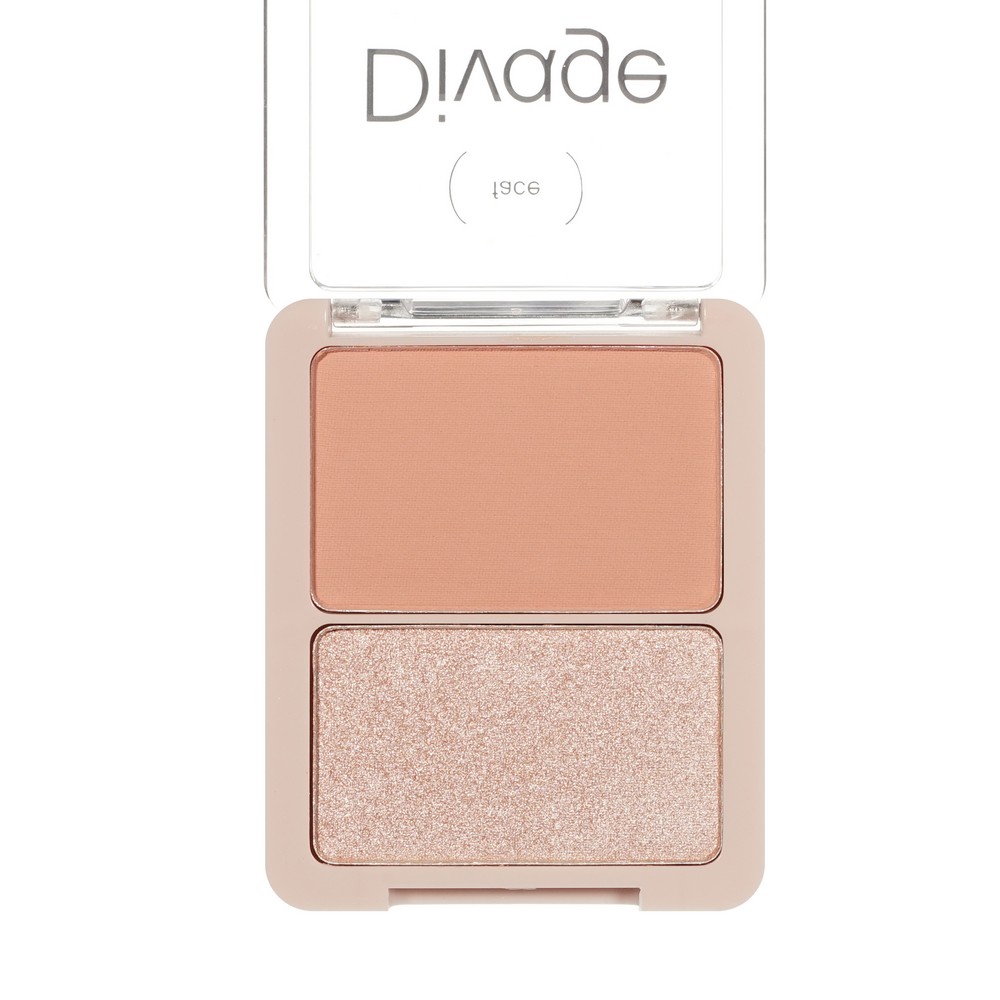 Палетка для лица Divage Blush & Highlighter Duo Face Palette 02 8г. Фото 5.
