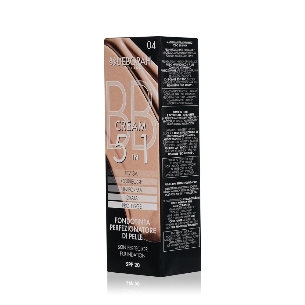 BB крем для лица DEBORAH Milano 5 in 1 Skin Perfector 04 SPF 20 30мл. Фото 3.