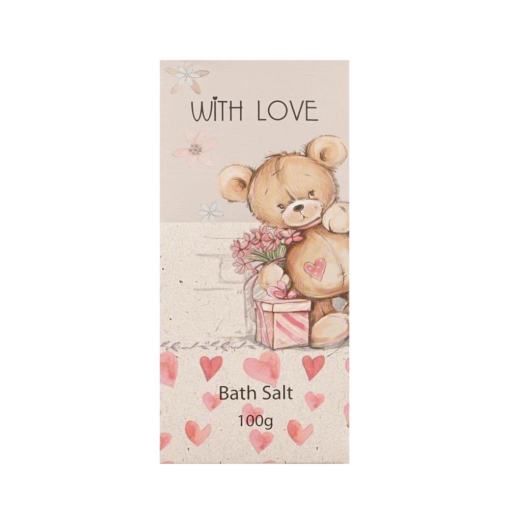 Женский подарочный набор With love ( гель для душа 270мл + лосьон для тела 270мл + соль для ванны 100г + мочалка для тела ) в ассортименте. Фото 7.