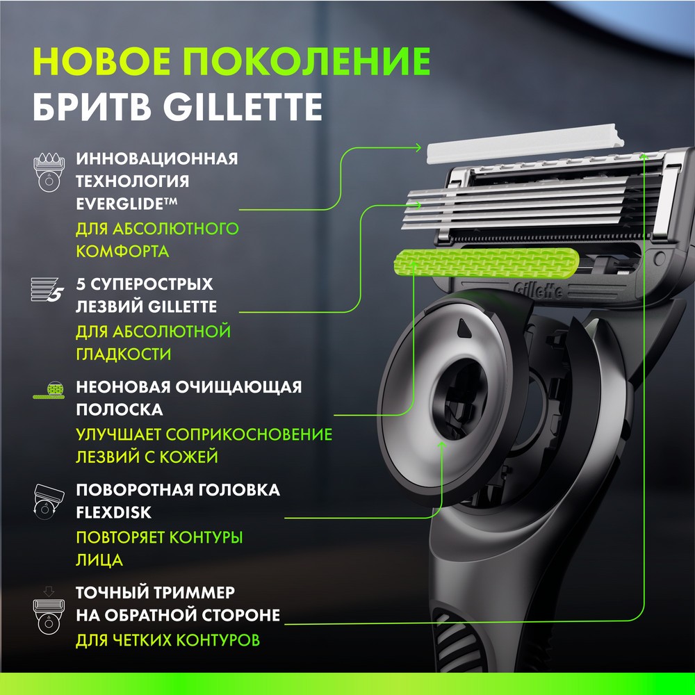 Мужской станок для бритья Gillette Labs + 1 сменная кассета + держатель для бритвы. Фото 4.