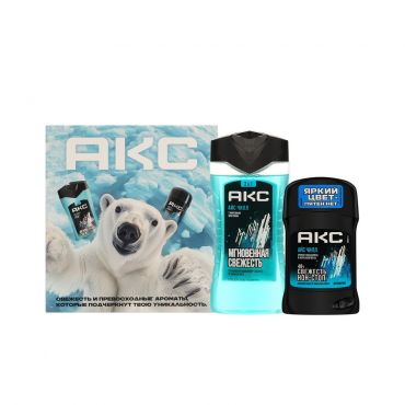 Мужской Подарочный набор Акс Айс Чилл ( гель для душа и шампунь для волос 250мл + дезодорант - стик 50мл ).