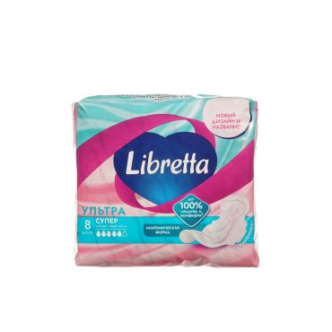 Женские прокладки с мягкой поверхностью Libretta Ультра Супер 8шт.