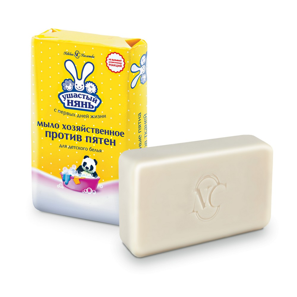 Мыло хозяйственное против пятен для детского белья Невская Косметика Ушастый нянь 180г. Фото 2.