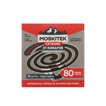 Угольные спирали от комаров Moskitek , без запаха , 10шт.