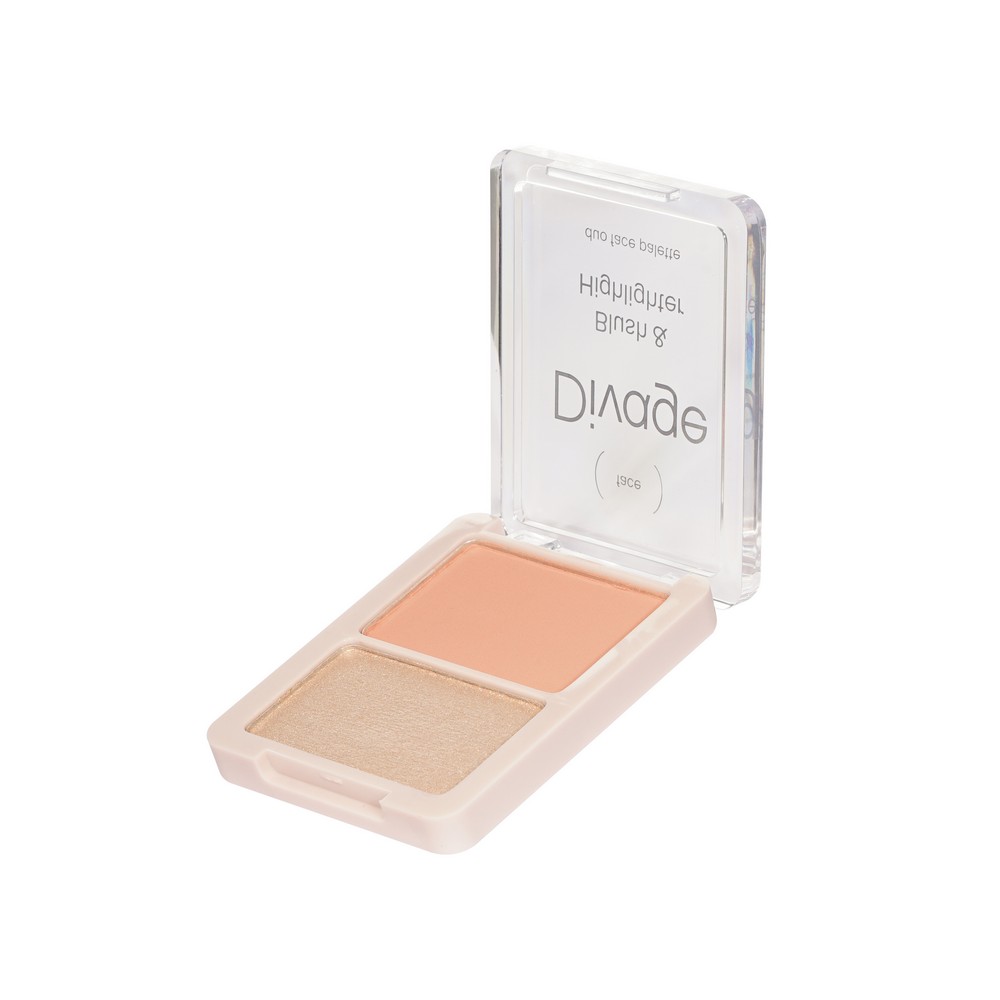 Палетка для лица Divage Blush & Highlighter Duo Face Palette 01 8г. Фото 5.