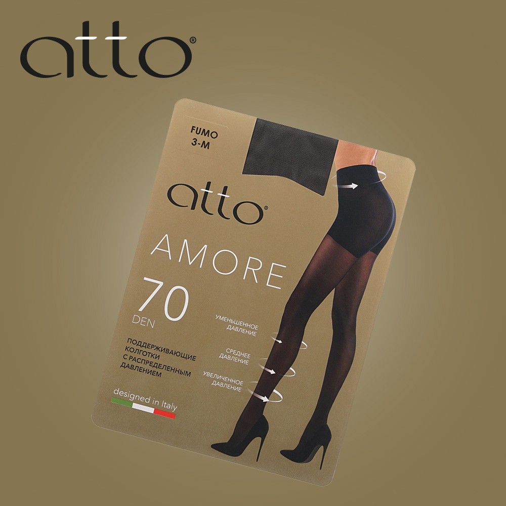 Женские поддерживающие колготки Atto Amore 70den fumo 3 размер. Фото 9.