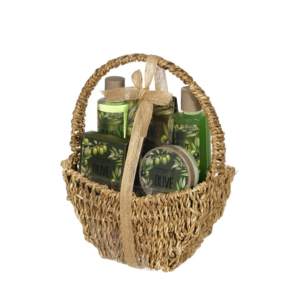 Женский подарочный набор Pure Nature Olive ( гель для душа 150мл + пена для ванны 150мл + лосьон для тела 60мл соль для ванны 100г + мыло твердое 50г ) в ассортименте. Фото 2.