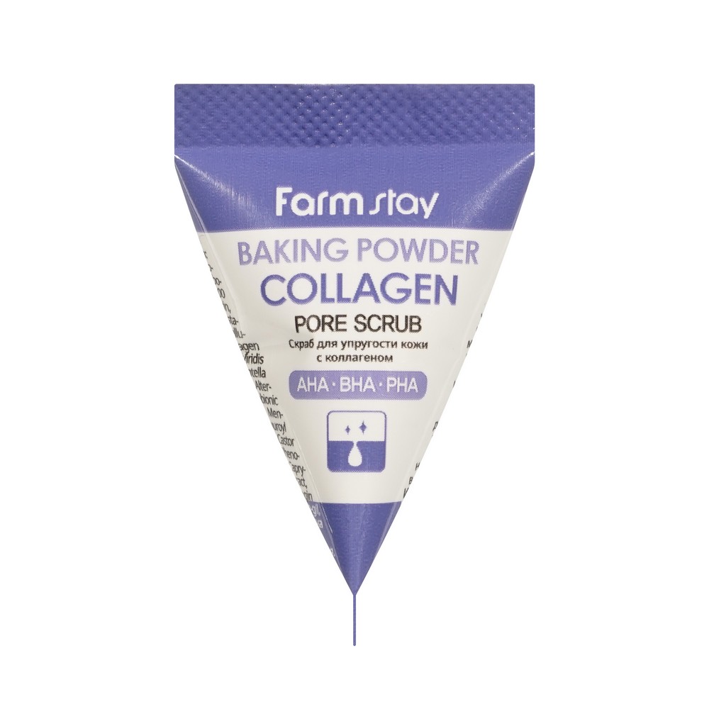 Скраб для упругости кожи с коллагеном FarmStay Baking Powder Collagen Pore Scrub 7г. Фото 1.