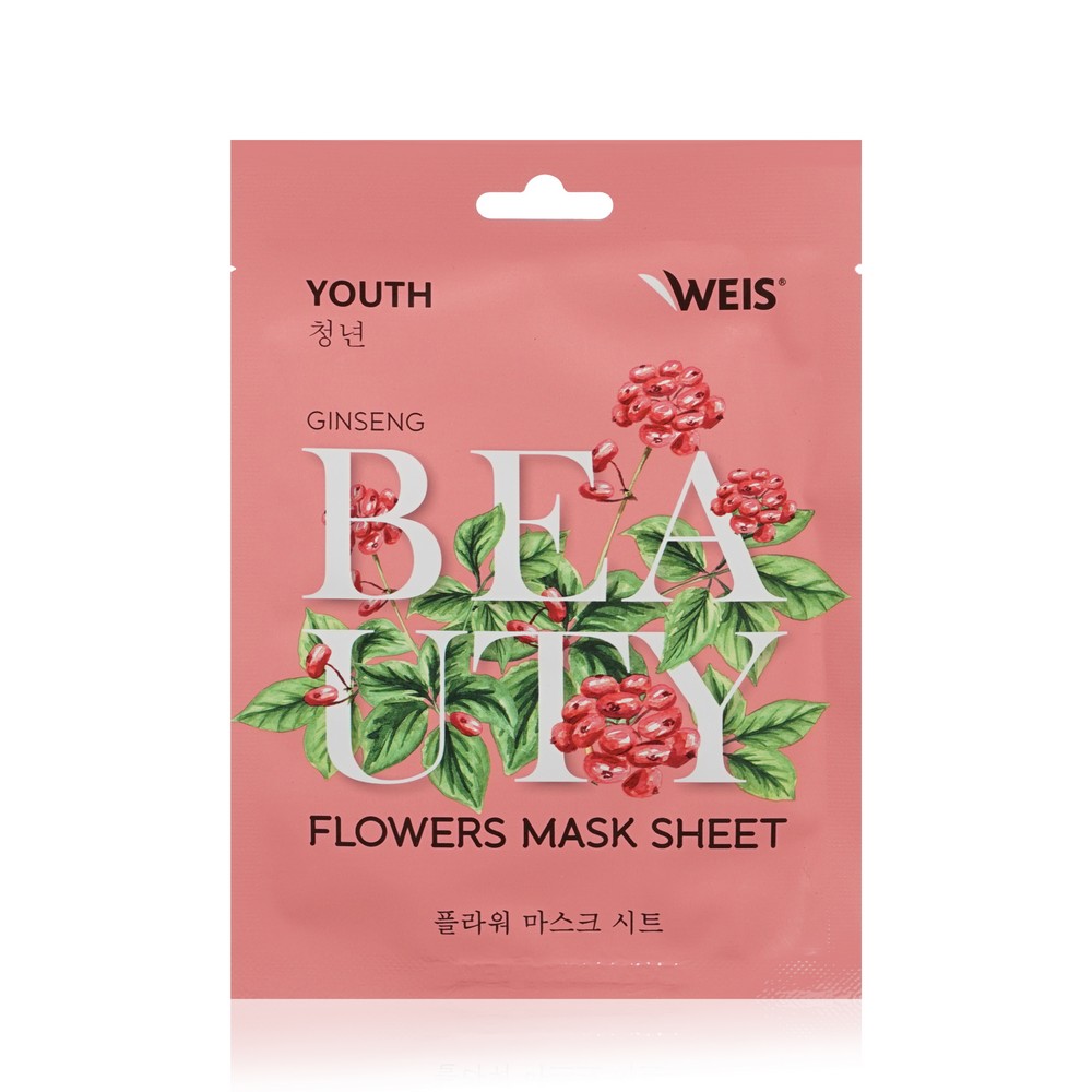 Маска для лица WEIS Beauty Flowers Youth с экстрактом женьшеня 23г. Фото 1.