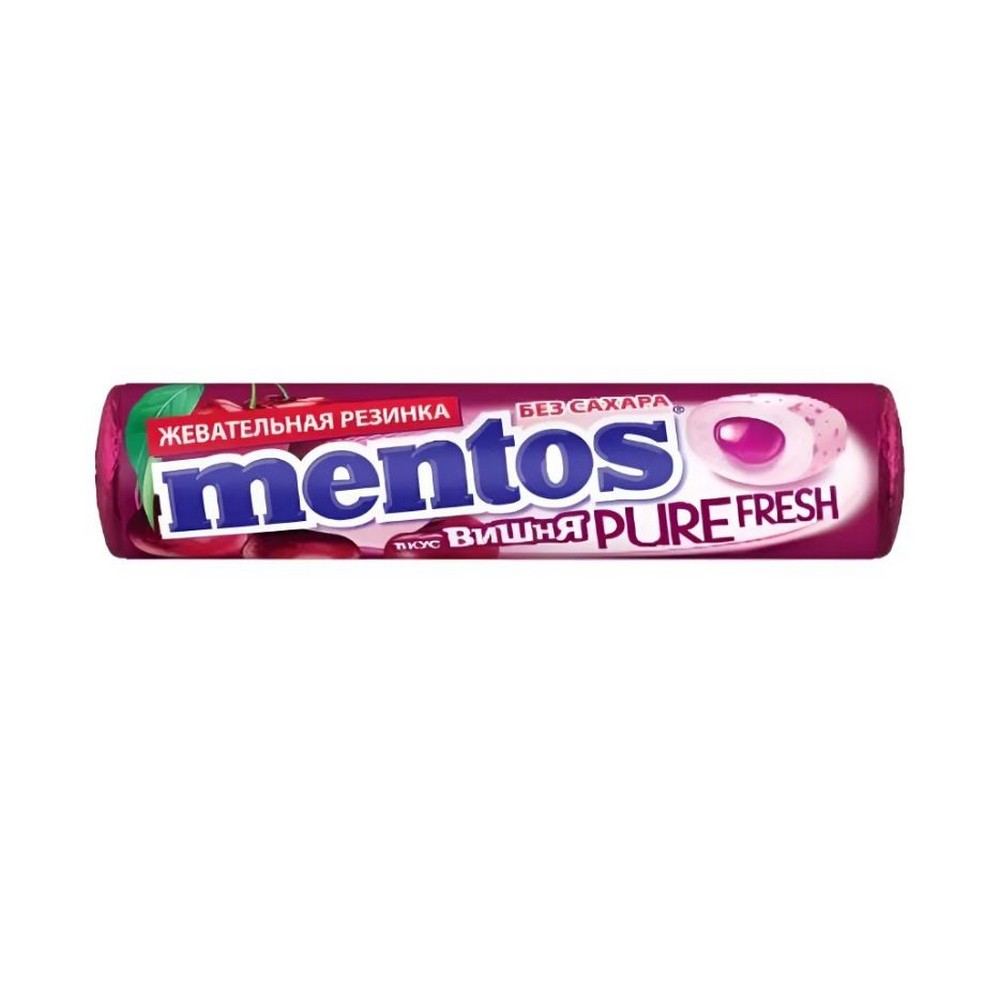 Жевательная резинка Mentos Pure Fresh " Вишня " 15,5г. Фото 1.