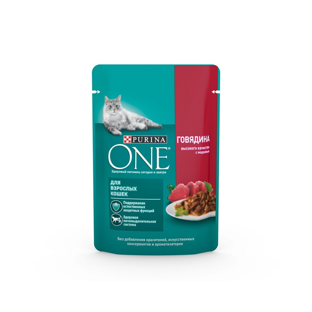 Влажный корм для кошек Purina One с говядиной 75г