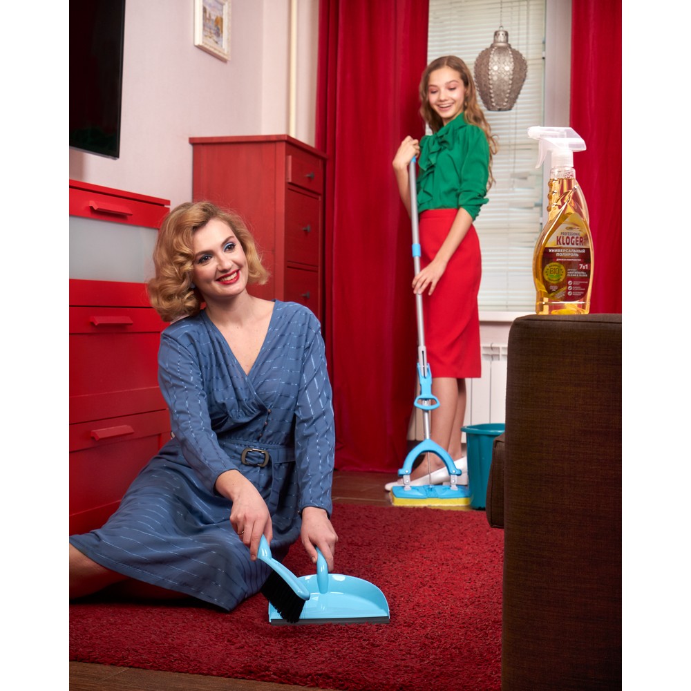 Швабра Vilardi с насадкой поролон + микрофибра , механический отжим. Фото 4.