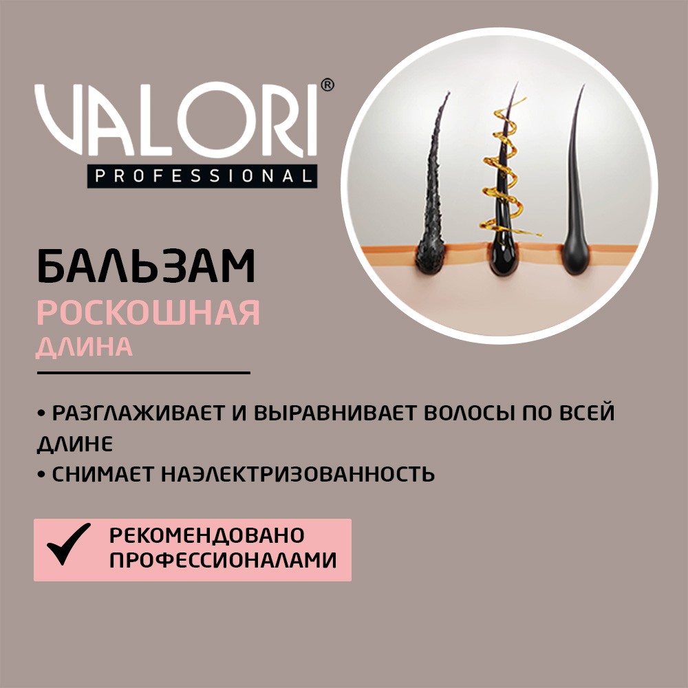 Бальзам для длинных волос Valori Professional " Deluxe & Long " 250мл. Фото 5.