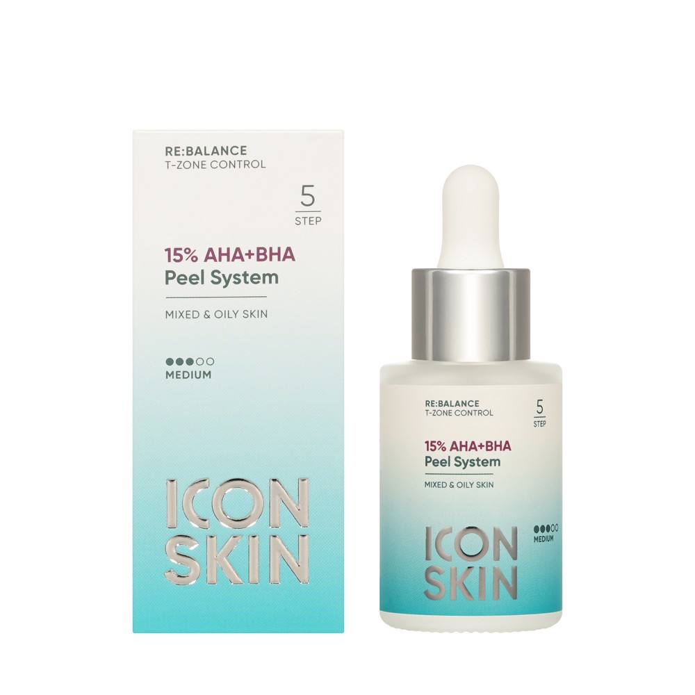 Пилинг для лица ICON SKIN Re:Balance 15% AHA+BHA Peel System 30мл. Фото 1.