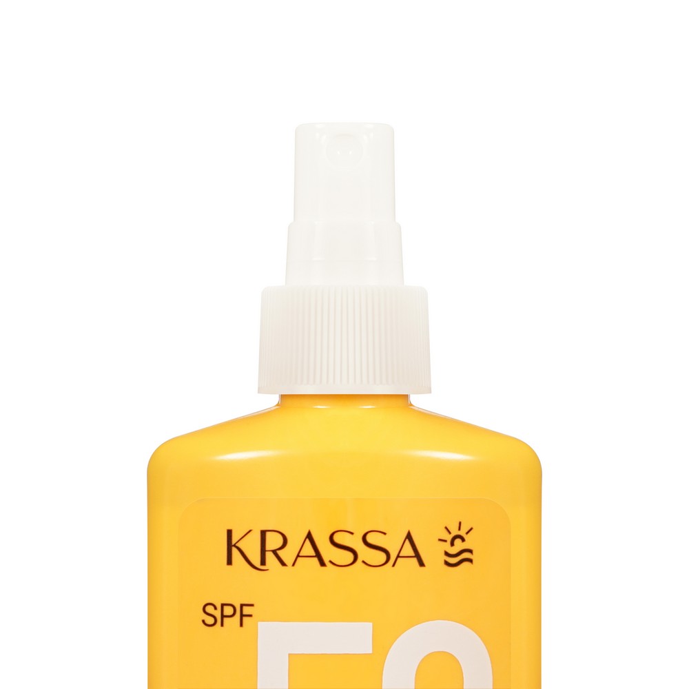 Солнцезащитный водостойкий спрей Krassa SPF 50 с маслом кокоса 150мл. Фото 3.