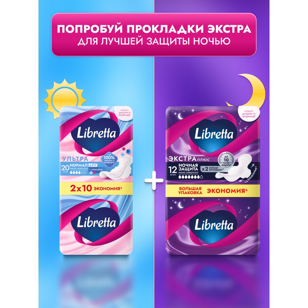 Женские прокладки с мягкой поверхностью Libretta Ультра Нормал Део 20шт. Фото 7.