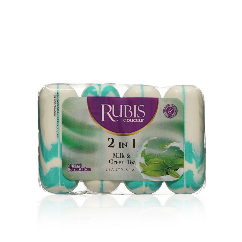 Мыло туалетное Rubis " Milk & Green Tea " 4*90г. Фото 1.