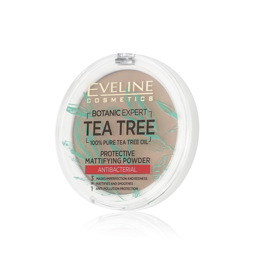 Пудра для лица Eveline Tea tree антибактериальная матирующая 004 Beige 9г. Фото 2.