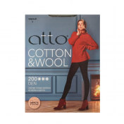 Женские плотные колготки из хлопка и шерсти Atto Cotton & Wool 200den Черный 3 размер.