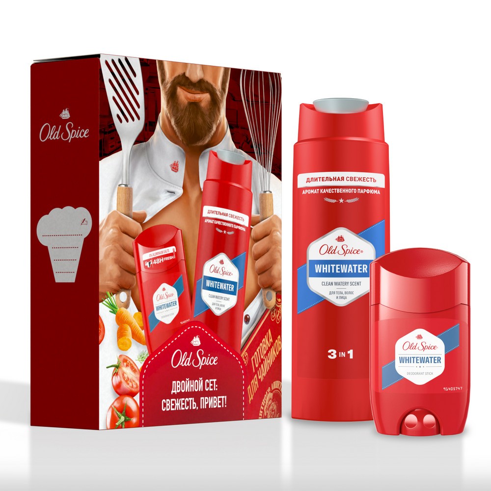 Мужской подарочный набор Old Spice Whitewater ( гель для душа 250мл + дезодорант стик 150мл ). Фото 2.