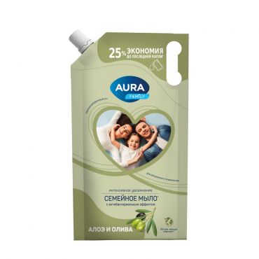 Жидкое мыло Aura Family " Олива и сок алоэ " дой-пак 1000мл.